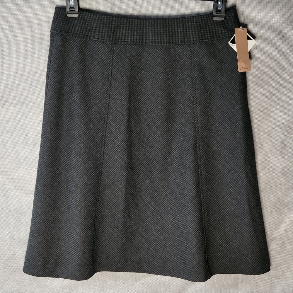 i. e. Gray And Black Plaid A-Line Skirt